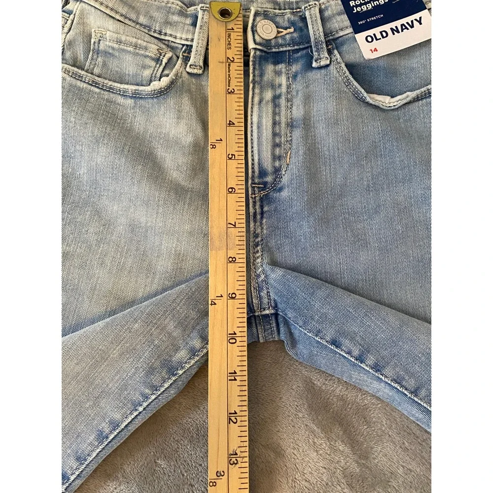 Old Navy Jeans Girls 14 Blue Rockstar High-Rise Skinny Frayed Hem Adjustable NEW